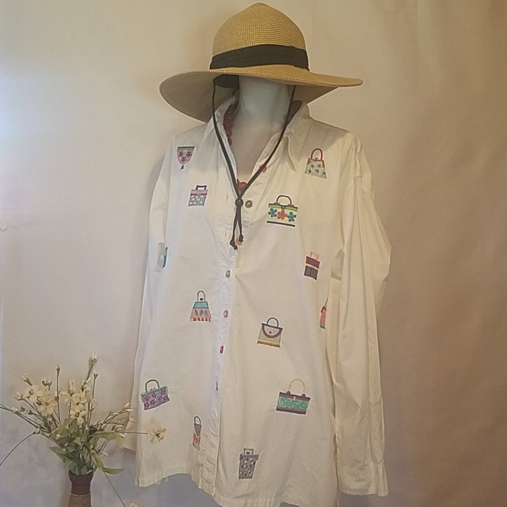 Universal Threads Cotton 3XL Embroidery Blouse